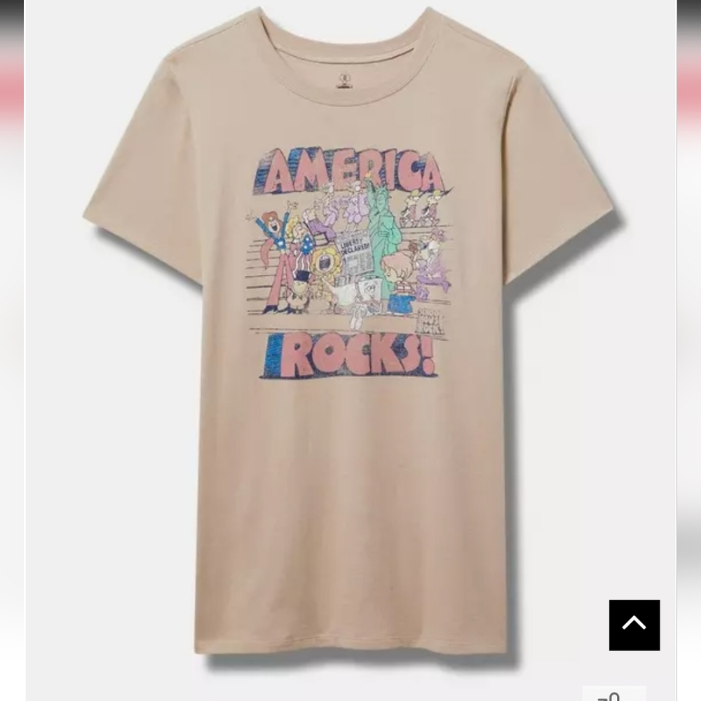 Torrid Classic Fit Graphic Tee  'America Rocks!' Dessert Sand 3x